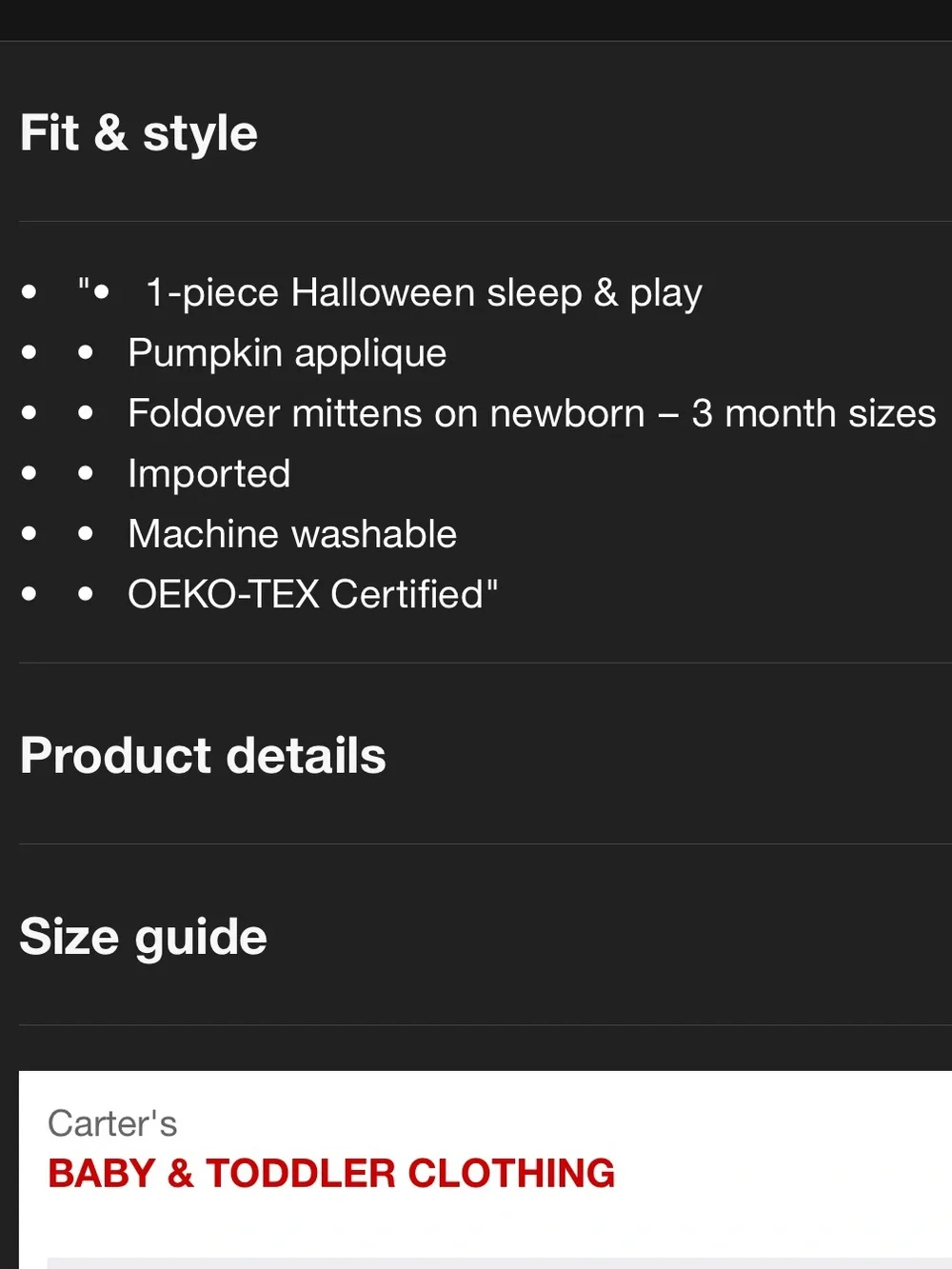🖤🎃 NWT Carter’s Baby Pumpkin Sleeper - Newborn - Halloween 🎃🖤